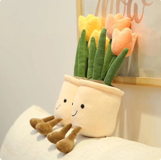 Kawaii Bubbly Tulip Flower Pot Plushies