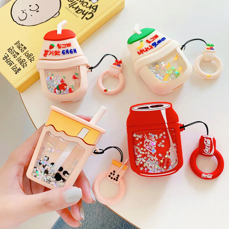 Quicksand Bubble Tea Bottle Airpods Case For iPhone